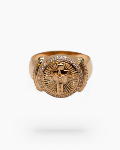 Christ Ring 18K Yellow Gold Men: Reverent Symbolism