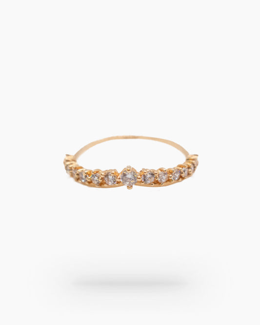 V Cut Ring 18K Yellow Gold Women: Sleek Sophistication